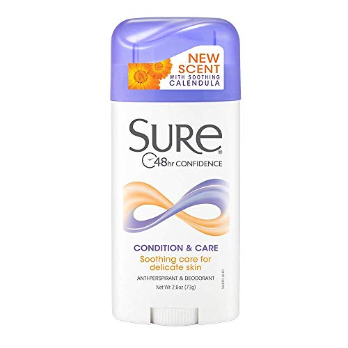Sure Deodorant 2.6 Ounce Condition & Care (Delicate Skin) (76ml) (6 Pack)