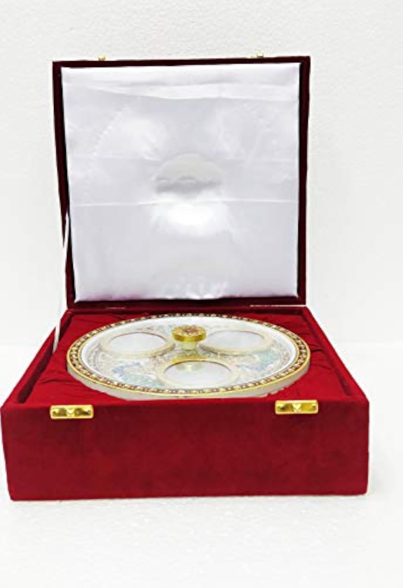 Natural Marble Revolving Tray, 3 Bowl Set