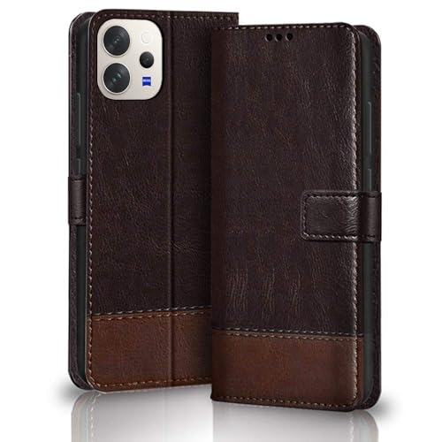 Image of TheGiftKart Flip Back Cover Case for Vivo V70 / V70 Elite 5G | Dual-Color Leather Finish | Inbuilt Stand & Pockets | Wallet Style Flip Back Case Cover (Faux Leather, Coffee & Brown)
