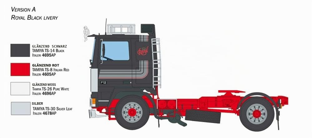 Italeri IT3957 3957S-1:24 Volvo F-12 Intercooler Low Roof-Modellbau, Bausatz, Standmodellbau, Basteln, Hobby, Kleben, Plastikbausatz, detailgetreu, unlackiert, Mehrfarbig