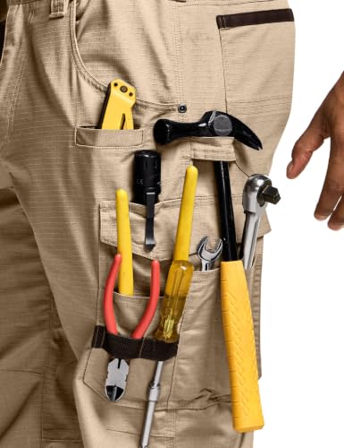 Image of CQR Men's Quick Dry Work Pants, Water Resistant Outdoor Tactical Pants, Lightweight Stretch Cargo Hiking Pants