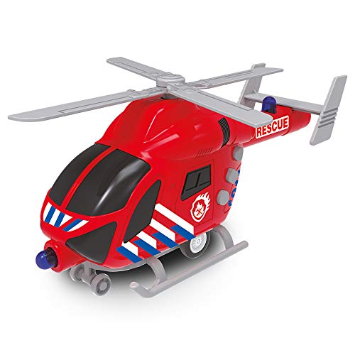 Baby Challenge - Helicóptero de Rescate - Vehículo de Intervención - 021168-1/62 - Listo para Rodar - Pilas Incluidas - Vehículo de Fricción - Rojo - Sonoro y Luminoso - Plástico - Desde 3 años