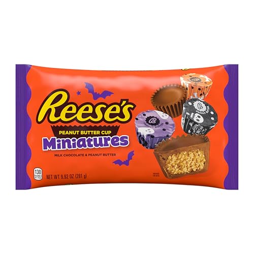 REESE'S Miniatures Milk Chocolate Peanut Butter Cups, Halloween Candy Bag, 9.92 oz
