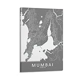 CMHONLY Stadt-Poster Mumbai 3D – Reliefkarten-Poster, 