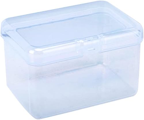 Caja de almacenamiento organizadora de plástico transparente con tapas con bisagras, contenedores de almacenamiento de 3.6 x 2.6 x 2.2 pulgadas para