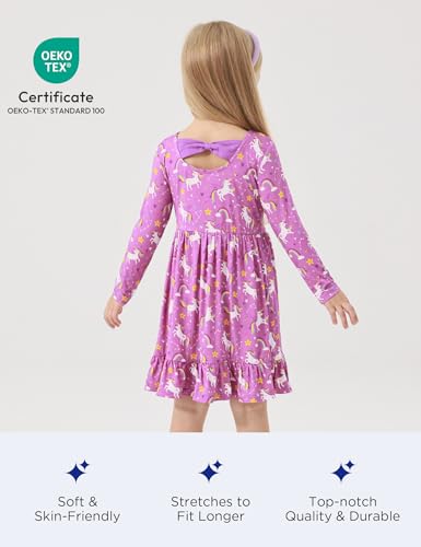 Bamboo Viscose Girls' Dresses Long Sleeve Toddler and Little Kids Twirl Dress3