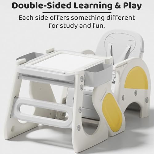 Image of StarAndDaisy Baby high Chair for Baby Feeding Chair for 0 to 5 Years with Removable Tray, Convertible Baby High Chair to Study Table & Chair Set, 5-Point Safety Belt, Multi Backrest Position -Yellow
