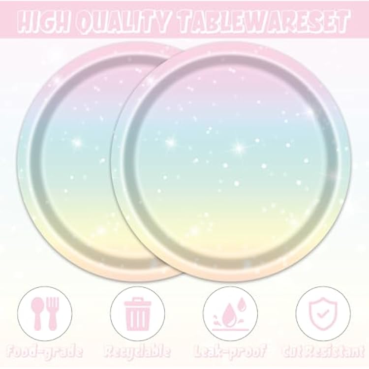 40Pcs Pastel Rainbow Party Decorations Disposable Birthday Plates And Napkins Serves 20 Rainbow For Girls Birthday Baby Shower Party Decorations