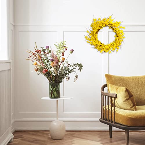 Bibelot 20Inch Artificial Forsythia Flower Wreath Spring Summer Fall Wreath Silk Leaves Wreath For Front Door Wreath Porch Farmhouse Patio Garden Home Decor (Yellow) #TOP5
