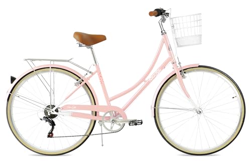 FabricBike Step City Lady's Step Through Urban Bike 7 Speed (Sweet Pink + Panier)