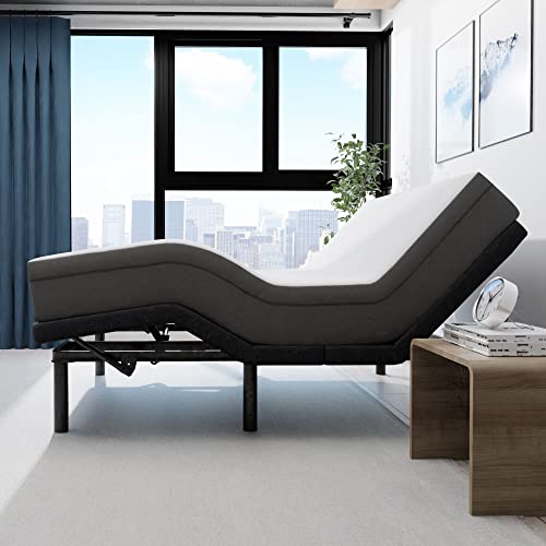 Image of Blissful Nights e4 King Adjustable Bed Base Frame with 10 inch Medium Firm Gel Infused Memory Foam Mattress