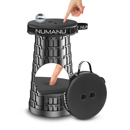 Image of NUMANU 2026 Upgraded Padded Collapsible Stool, Max 620lbs 2.5 inch-18 inch H Adjustable Portable Folding Stool for Adults, Retractable Foldable Telescopic Seat Camping Chair or Footrest