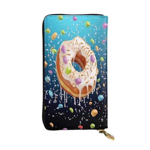Leather Wallet for Women & girls, Fashion Long billfold Wallets, Durable Ladies purse for Daily, Donut ID card package, Slim Thin RFID Blocking Credit Card Wallets with Zipper Coin Pocket