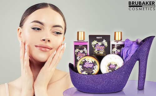 BRUBAKER Beautyset Paarse Bloem Magic - Bad en Body Set - 7-delige Cadeauset in Glitter Stiletto - Image 8