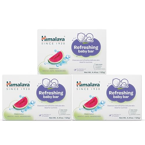 Himalaya Refreshing Baby Bar Gentle Herbal Cleanser for Babys Delicate Skin Soothes and Hydrates No Post-Bath Dryness Adds Freshness Clinically Studied 4.41 oz (125g) 3 Pack