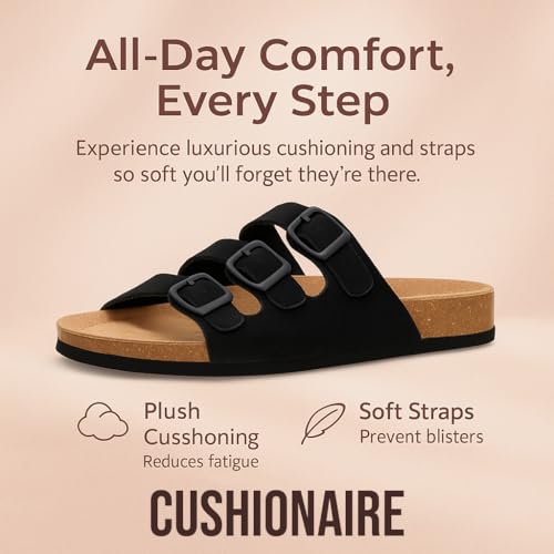 CUSHIONAIRE Women's Lela Cork footbed Sandal with +Comfort2