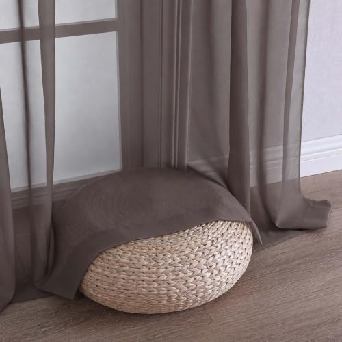 Image of Chocolate Bedroom Curtains 2 Panel Sets 96 Inch Length, 59 Inch Extra Wide Light Filtering Voile Drapes Light Airy Window Drapes for Patio Door Living Room Bedroom Dining, 59Wx96L Inches