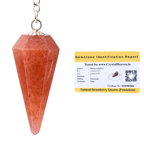 Image of Strawberry Quartz Pendulum Dowsing Tool - Natural Crystal Pendulum for Spiritual Guidance - Premium Dowser Pendulum for Accurate Divination and Energy Healing - Perfect for Energy Healing and Chakra Balancing - Handcrafted with Precision and Elegance