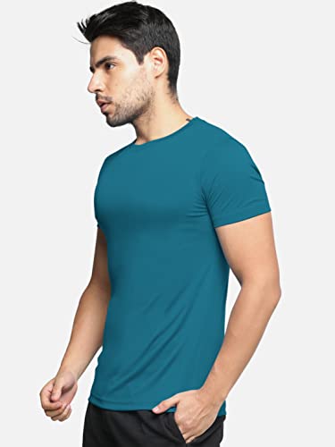 Image of BULLMER Solid Cotton Blended Half Sleeve Round Neck Tshirt for Men
