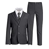 Boys Suit for Toddler Kids Tuxedo Suits for Wedding Formal Suit Set Boy Dress Outfit Dark Gray Size 8 with Shirt and Tie