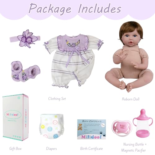 Milidool Lifelike Reborn Baby Dolls - 22 Inch Realistic Reborn Baby Dolls Girl, Real Looking Newborn Real Life Baby Dolls with Complete Accessories, Perfect for Cuddling, Playtime, and Gift Giving - Image 5
