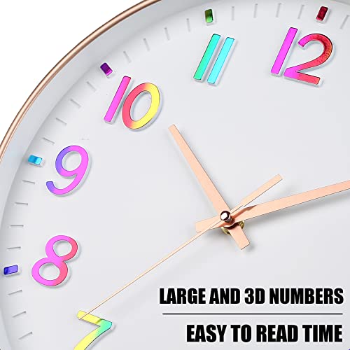 Image of HZDHCLH Kid Wall Clocks Battery Operated,12 inch Silent Non Ticking Modern Wall Clock for Nursery Kids Room Living Room Bedroom Kitchen Office Classroom Decor