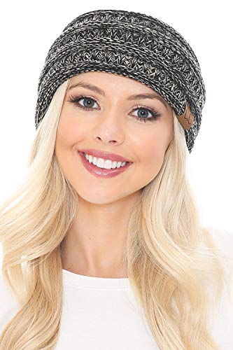 C.C Soft Stretch Winter Warm Cable Knit Fuzzy Lined Ear Warmer Headband