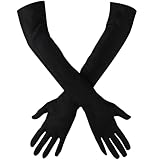 Schwarze Handschuhe Kostüm 1 Paar,1920er Satin Lange Handschuhe Damen, Abendhandschuhe Damen für Hochzeit, Karneval, Halloween
