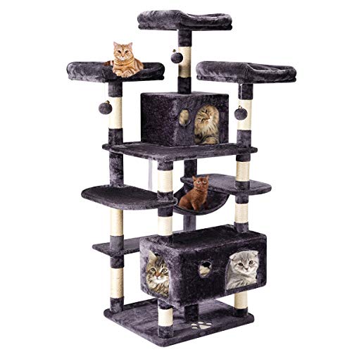 Mellcom 63" Large Cat Tree Tower Condo with Cat Scratching Post Cozy Hammock
