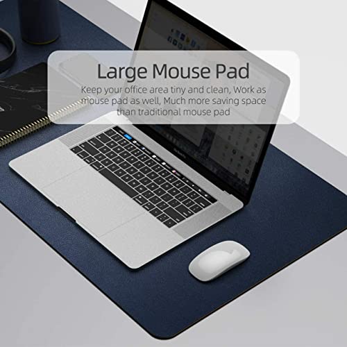 Image of Mouse Pad, Desk Mat, Large Leather Desk Pad, PU pad Waterproof Mouse Pad for Laptop, Office Table Protector Blotter Best Gifts (80 x 40 cm, Dark Blue)