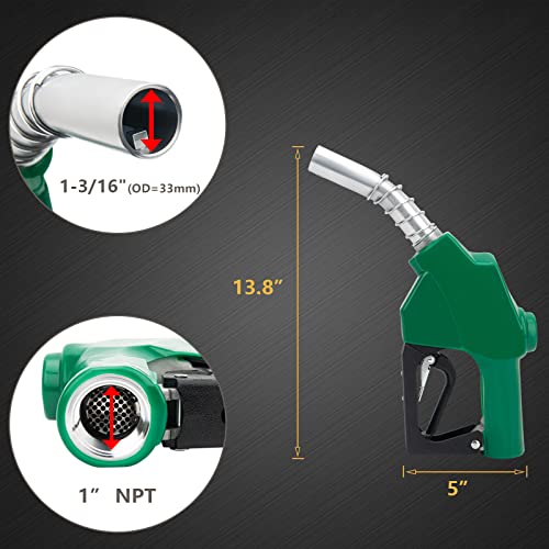 GDDGHS Fuel Nozzle 1 Inch NPT, Auto Shut Off Fuel Nozzle1-3/16 Inches(OD=30mm) Automatic Fueling Nozzle for Diesel Fuel Filling, Max Flow Rate 120L/Min(32GPM), 1-3/16 Inches(OD=30mm) Spout, Green by GDDGHS - Image 6