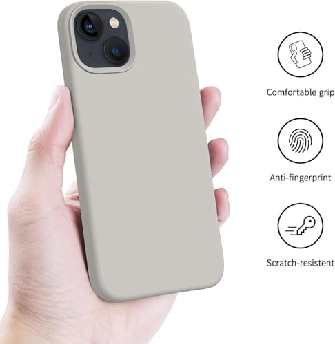 Image of DIZORO Microfiber Candy Case Compatible for iPhone 13 / iPhone 14 6.1 Inch Shockproof Slim Back Cover Liquid Silicone Case - Titanium