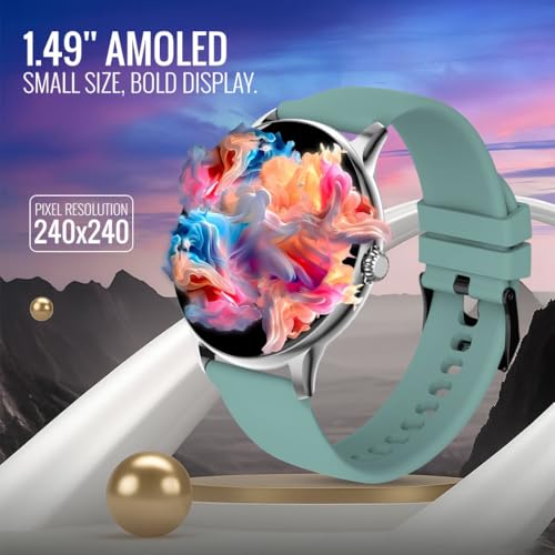 Image of GameSir Glavito Round Dial Smartwatch with 1.49 inch AMOLED Display, 100+ Sports Modes, IP67, Bluetooth Calling, Functional Crown Control, Health Tracking, 100+ Watch Faces for Men & Women (Light Green)
