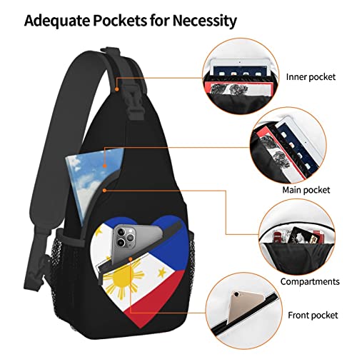 Mochila bandolera Love Philippines negra unisex miniatura 5
