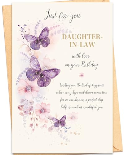 Mirelia Birthday Card for Daughter in Law Gatefold 20.5x13.5cm Pre-Printed Message Inside Includes Kraft Envelope Special Birthday Card for Her