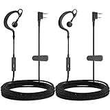 SAMCOM 2-Pack Two-Way Radio Original Earpiece with Mic Ear Hooks Walkie Talkie Headset, Compatible FPCN30A FPCN10A Radios (2 Pin K-Type)