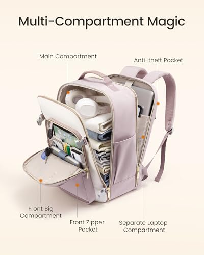 Image of LOVEVOOK 56L Travel Backpack for Women & Men, Airline Approved Carry On Luggage with 3 Packing Cubes, TSA Overnight Bags, Waterproof Personal Item Bag, Weekender Essentials Backpacks fits 17 inch Laptop