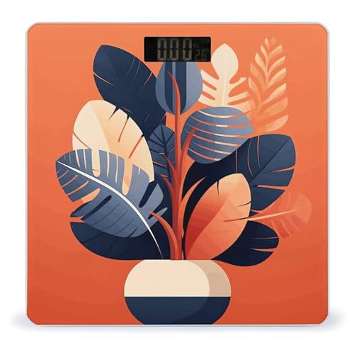 Báscula digital para baño con diseño tropical y pantalla LCD miniatura 1