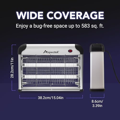 ASPECTEK Potente insetticida elettrico da 20 W per interni con forza di attrazione ultravioletta, insetti, insetticida mosche, antizanzare per interni (spina UE)