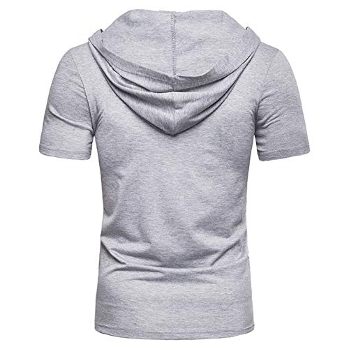 Mens Trendy Hoodie Summer Fashion Men's Casual Loose Hooded Binding Short Sleeve Top Blouse Hoodie3