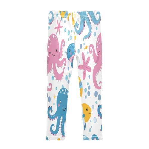 Bolaz Toddler Girls Leggings Printed Yoga Pants Leggings Blue Pink Octopus for Kids2