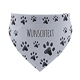 printplanet® - Hundehalstuch mit Name oder Text - Halstuch für Hunde - Layout Pfotenmuster - Größe M