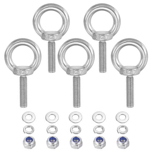 PATIKIL M8 x 30mm Lifting Shoulder Eye Bolt Set 304 Stainless Steel 5Pcs
