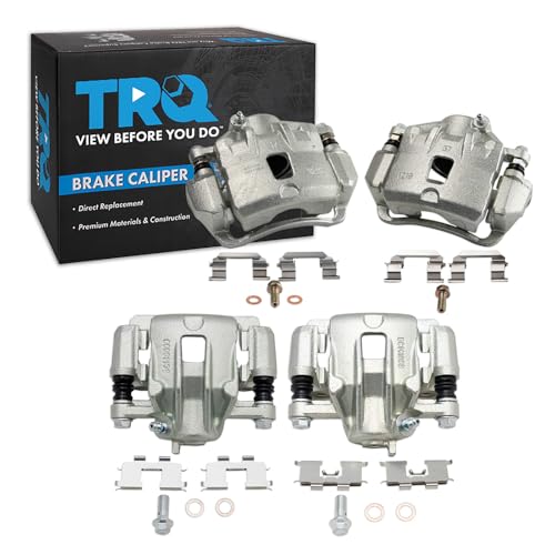 Image of TRQ Front and Rear Brake Caliper Set Zinc Coated Brackets Compatible with 2006-2008 Hyundai Sonata 2006-2010 Kia Optima