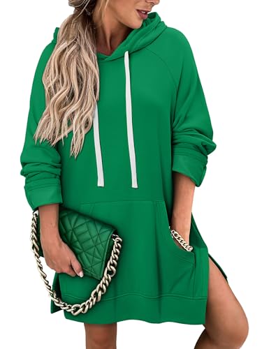 KISSMODA Women Hoodies Dress Long Sweatshirts Dress Raglan Sleeves Oversized Sweatshirts with Pocket 2025 Fall Winter Trendy