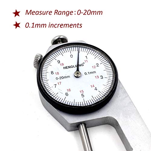 Calibrador de Espesor 0-20mm Medidor de Espesor con Aguja Indicadora Incrementos de 0.1mm miniatura 2