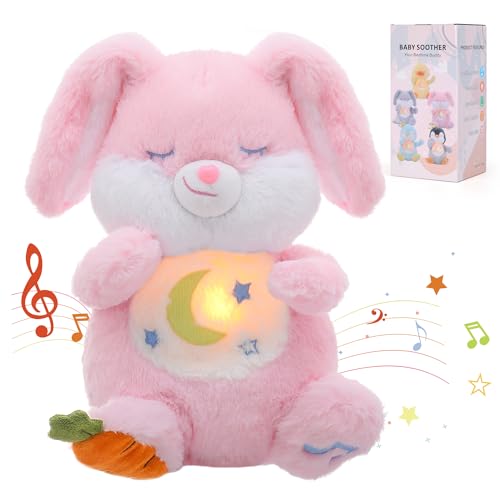 Edencomer Peluche Qui Respire, Doudou Bébé avec Bruit Blanc, Veilleuse Musicale Lumineuse, Peluche Anti-Stress Respirante - Cadeau Naissance Fille Garçon...