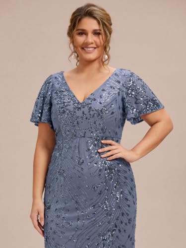 Image of Ever-Pretty Plus Women's Sequin Maxi Plus Size Formal Mother of Bride Dress