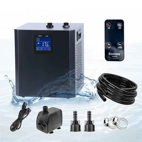 YAKUST 79 Gallon Aquarium Chiller, Fish Tank Chiller,1/3 HP Active Aqua Chiller for Axolotl, Aquarium Cooler with LED Display, Pipe, Water Pump, Remote Control
