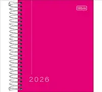 Tilibra -Agenda Diária 2026, Rosa, Espiral, 12,3 x 16,6 cm, Pepper